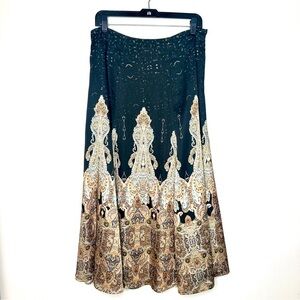 Soft Surroundings Black and Cream Moroccan Maxi Skirt Size Medium